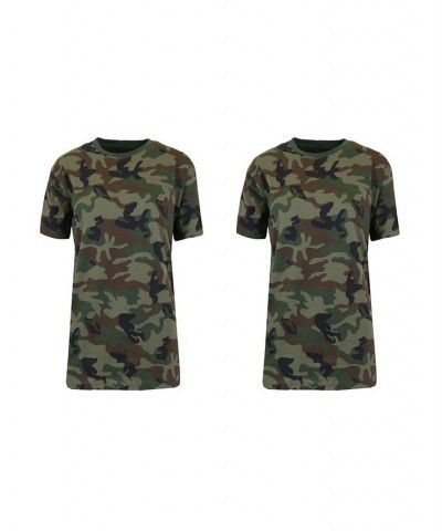 Women's Loose Fit Short Sleeve Crew Neck Camo Printed Tee Pack of 2 Woodland Camo $18.04 Tops