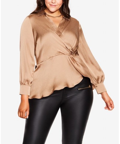 Trendy Plus Size Simple Luxury Top Taupe $37.44 Tops