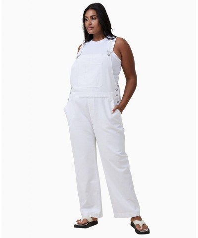 Women's Utility Canvas Overall Straight Pants White $46.00 Pants