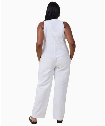 Women's Utility Canvas Overall Straight Pants White $46.00 Pants