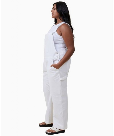 Women's Utility Canvas Overall Straight Pants White $46.00 Pants