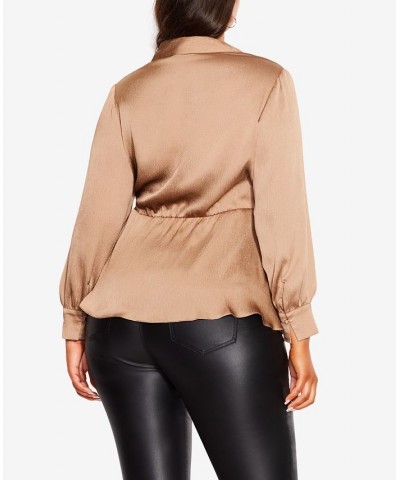 Trendy Plus Size Simple Luxury Top Taupe $37.44 Tops