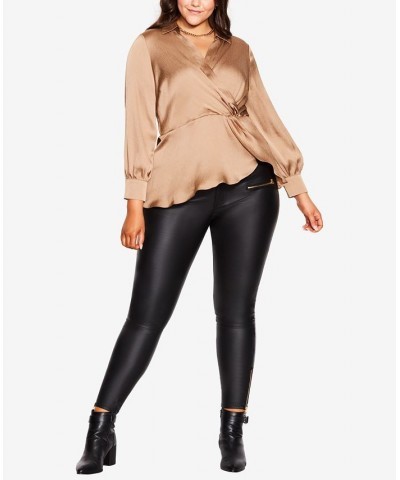 Trendy Plus Size Simple Luxury Top Taupe $37.44 Tops