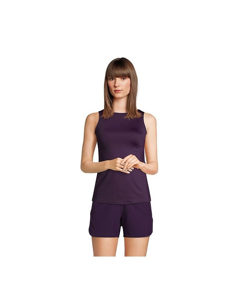 Women's Long High Neck UPF 50 Sun Protection Modest Tankini Swimsuit Top Blackberry $40.65 Swimsuits