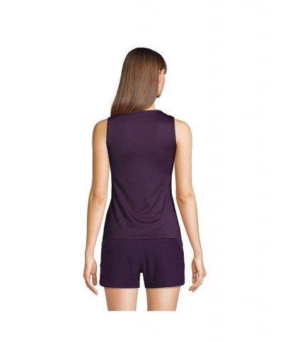 Women's Long High Neck UPF 50 Sun Protection Modest Tankini Swimsuit Top Blackberry $40.65 Swimsuits