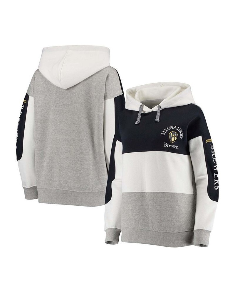 Women's Navy and Heathered Gray Milwaukee Brewers Rugby Pullover Hoodie Navy, Heathered Gray $43.44 Sweatshirts