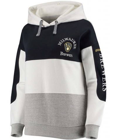 Women's Navy and Heathered Gray Milwaukee Brewers Rugby Pullover Hoodie Navy, Heathered Gray $43.44 Sweatshirts