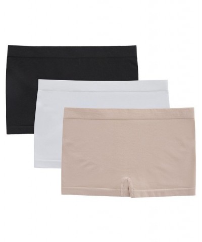 Women's Cabana Cotton Seamless Boyshort Underwear 3-Pack BlkWhtChp $18.62 Panty