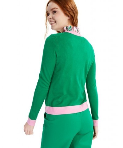 Petite Colorblocked Cardigan Green $23.80 Sweaters