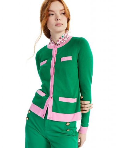 Petite Colorblocked Cardigan Green $23.80 Sweaters