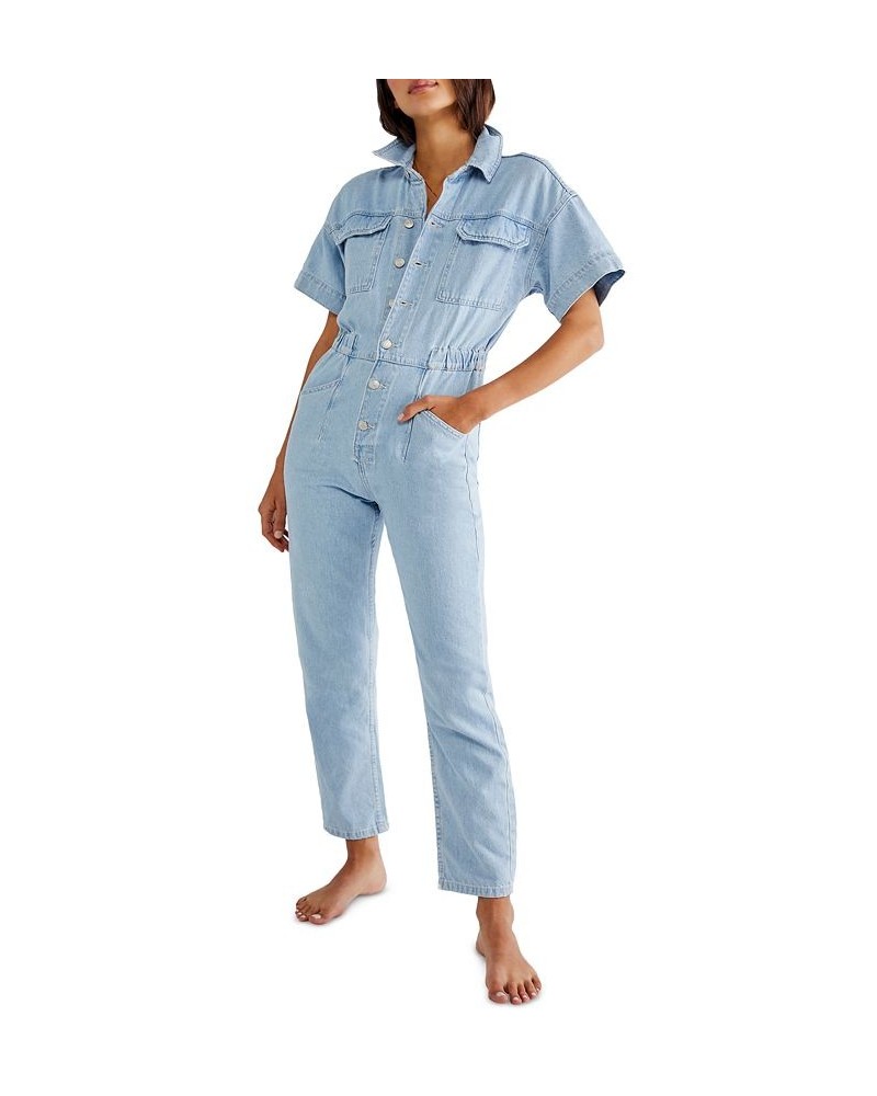 Marci Denim Elasticized-Waist Coverall Clear Skies $49.68 Pants