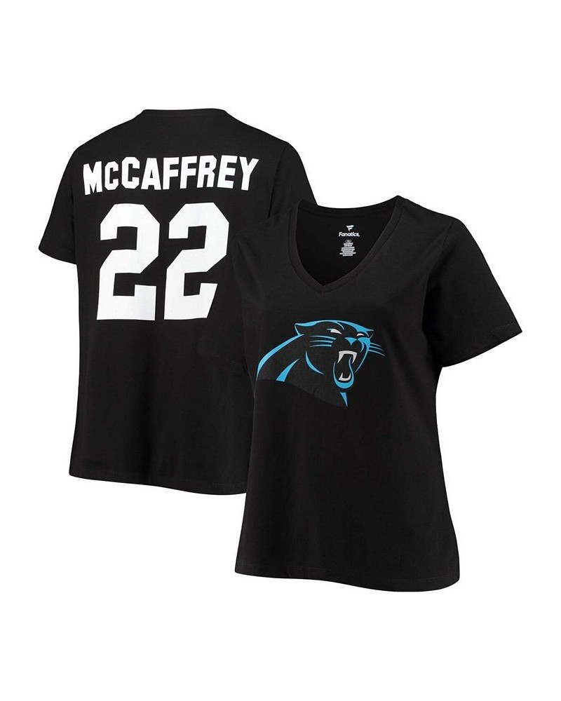 Women's Plus Size Christian Mccaffrey Black Carolina Panthers Name Number V-Neck T-shirt Black $19.80 Tops