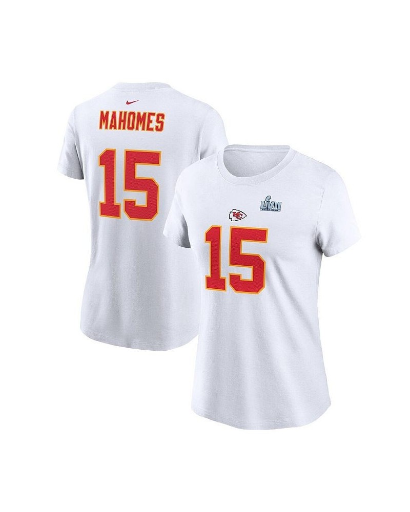 Women's Patrick Mahomes White Kansas City Chiefs Super Bowl LVII Name and Number T-shirt White $26.00 Tops