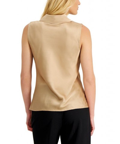 Women's Sailor-Tie Sleeveless Blouse Champagne $23.98 Tops