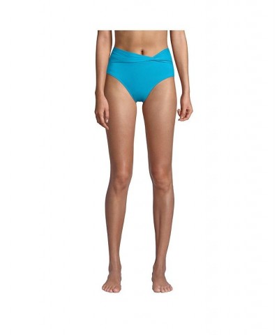 Women's Twist Front Retro High Waisted Bikini Swim Bottoms Turquoise $30.58 Swimsuits