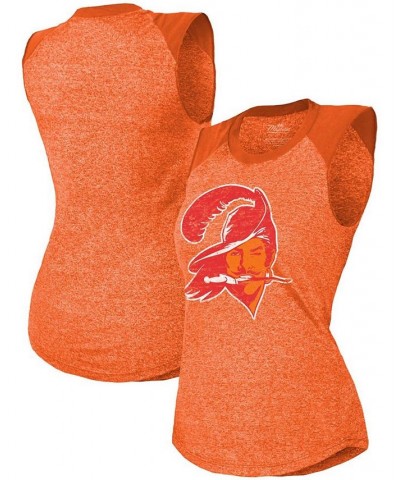 Women's Threads Orange Tampa Bay Buccaneers Retro Tri-Blend Raglan Muscle Tank Top Orange $28.49 Tops