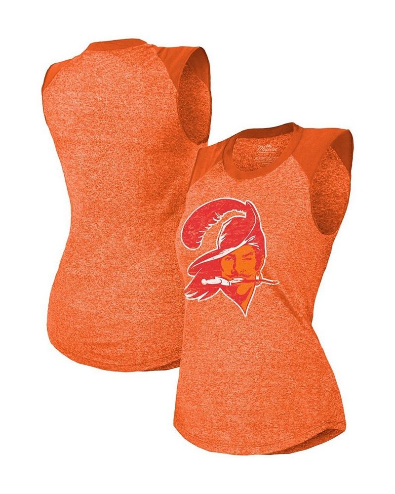 Women's Threads Orange Tampa Bay Buccaneers Retro Tri-Blend Raglan Muscle Tank Top Orange $28.49 Tops