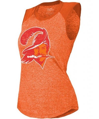 Women's Threads Orange Tampa Bay Buccaneers Retro Tri-Blend Raglan Muscle Tank Top Orange $28.49 Tops