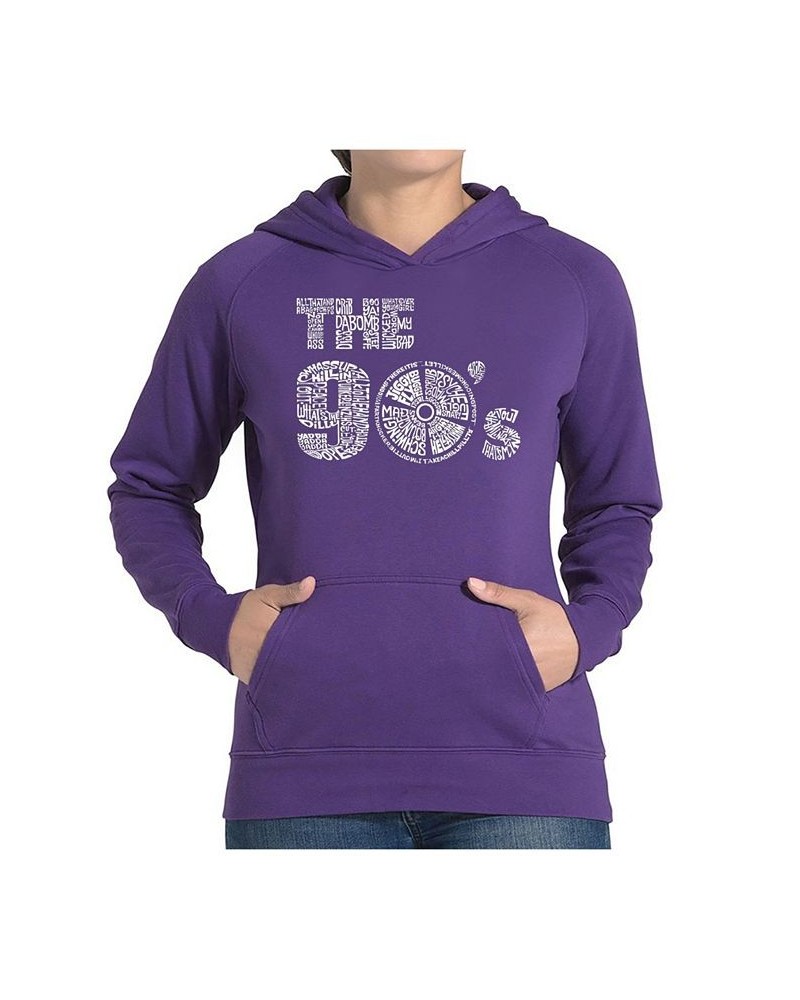 Women's Word Art Hooded Sweatshirt -90S Purple $30.59 Sweatshirts