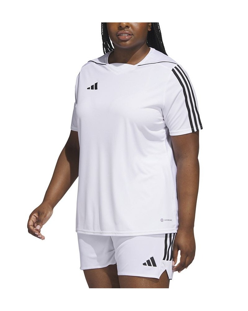 Plus Size Tiro 23 Performance 3-Stripes League Jersey White $19.35 Tops