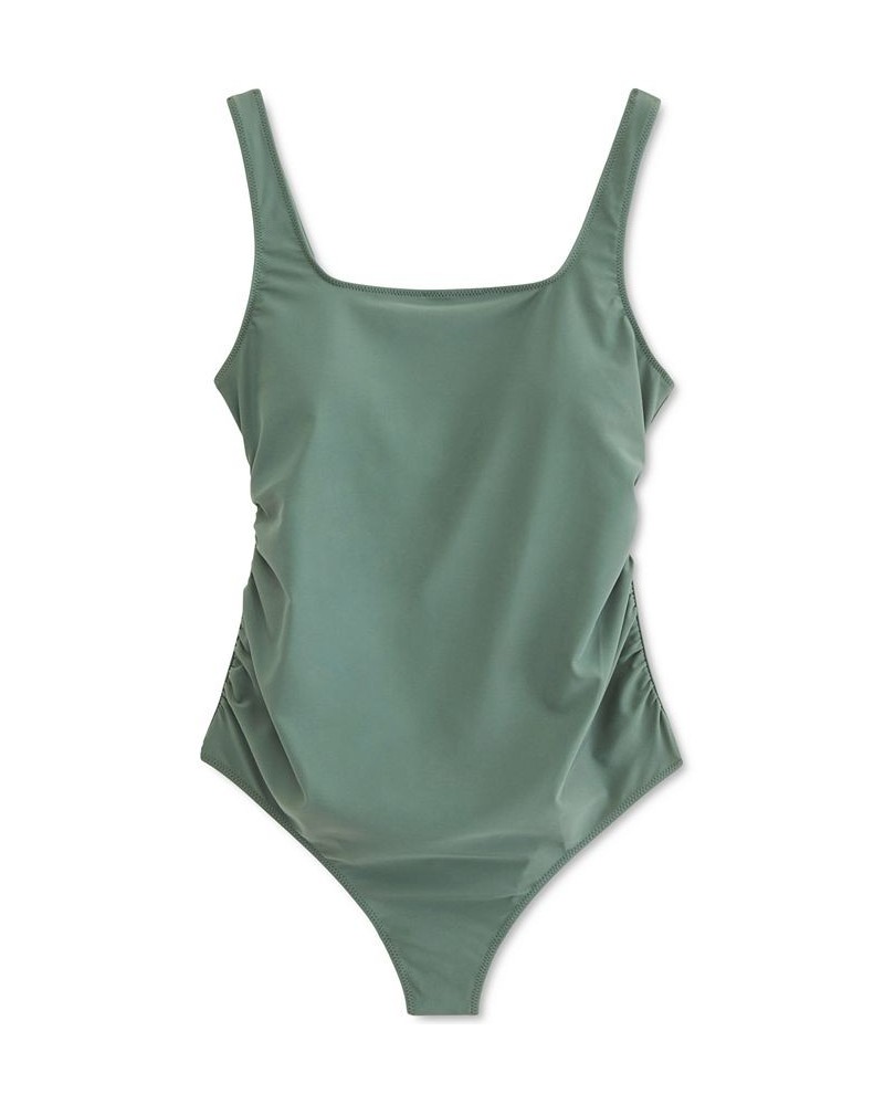 Square Neck Classic Maternity One-Piece Swimsuit Green $50.88 Swimsuits