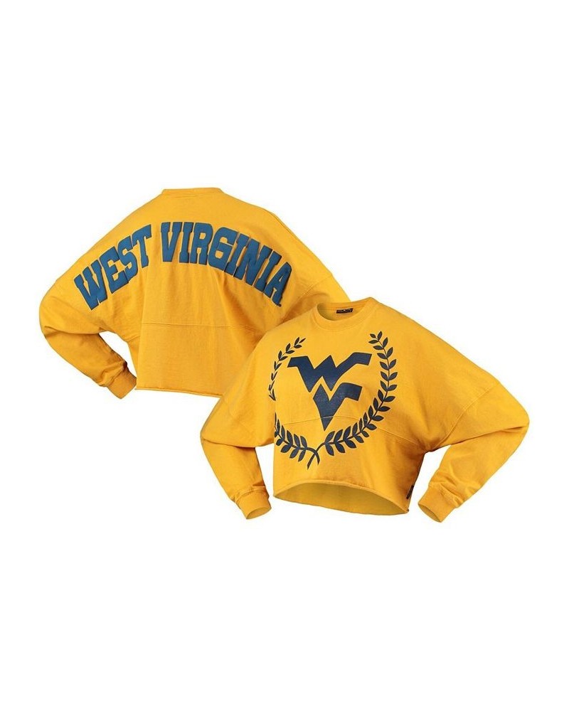 Women's Gold-Tone West Virginia Mountaineers Laurels Crop Long Sleeve T-shirt Gold-Tone $34.40 Tops