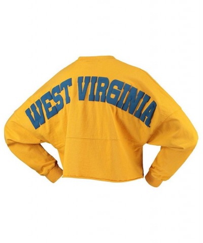 Women's Gold-Tone West Virginia Mountaineers Laurels Crop Long Sleeve T-shirt Gold-Tone $34.40 Tops