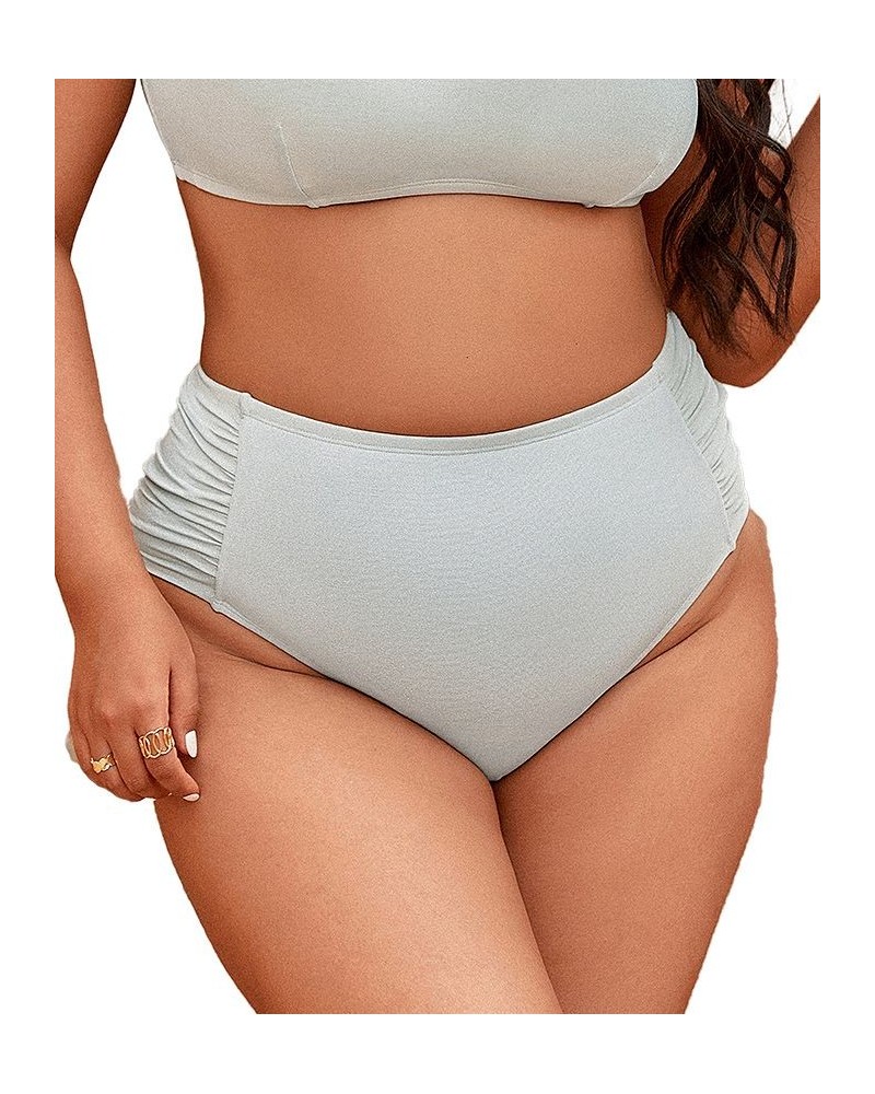 Women's Madisen Ruched White Plus Size Bikini Bottom White $23.99 Swimsuits