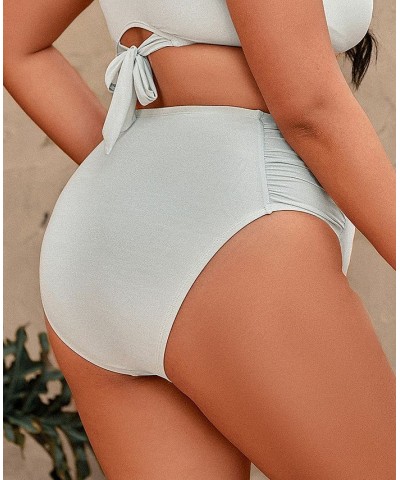 Women's Madisen Ruched White Plus Size Bikini Bottom White $23.99 Swimsuits