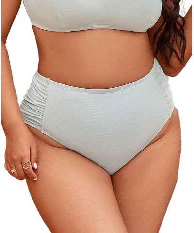 Women's Madisen Ruched White Plus Size Bikini Bottom White $23.99 Swimsuits