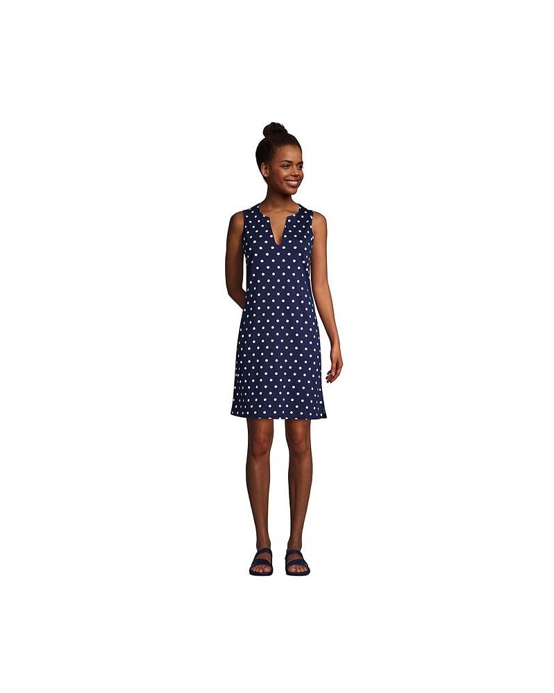 Women's Long Cotton Jersey Sleeveless Swim Cover-up Dress Print Deep Sea Polka Dot $27.97 Swimsuits