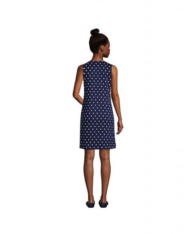 Women's Long Cotton Jersey Sleeveless Swim Cover-up Dress Print Deep Sea Polka Dot $27.97 Swimsuits