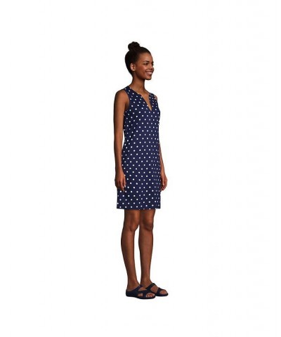 Women's Long Cotton Jersey Sleeveless Swim Cover-up Dress Print Deep Sea Polka Dot $27.97 Swimsuits