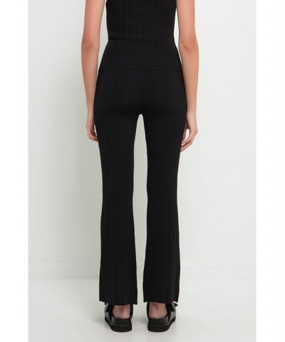 Women's Multi Rib Flared Knit Pants Black $45.00 Pants