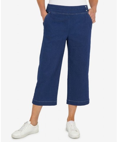 Petite Banded Denim Capri Pants Medium Indigo $37.53 Pants