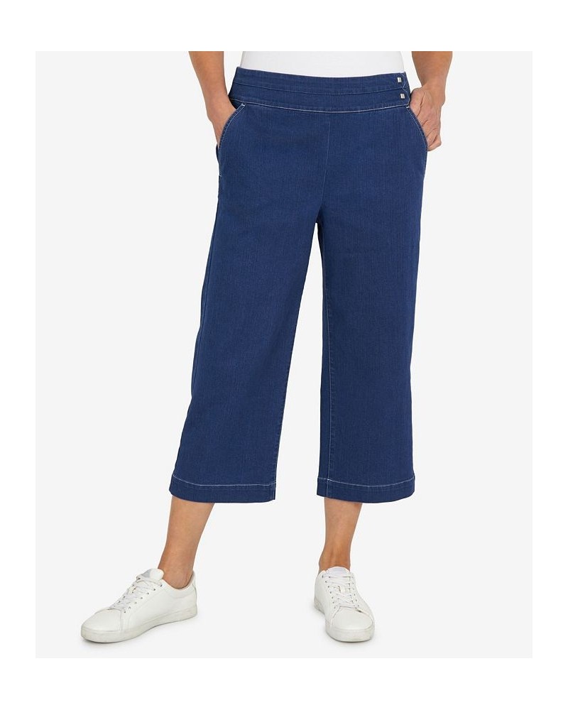 Petite Banded Denim Capri Pants Medium Indigo $37.53 Pants