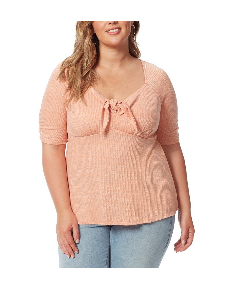 Trendy Plus Size Lyndsey Elbow-Sleeve Top Brandied Melon $17.90 Tops