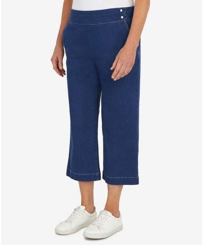 Petite Banded Denim Capri Pants Medium Indigo $37.53 Pants