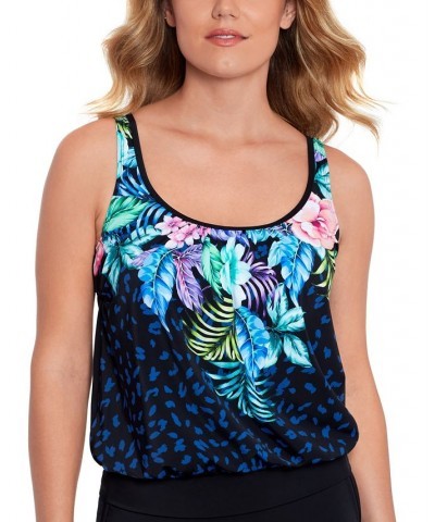 Women's Shirred Neck Blouson Underwire Tankini Wildflower $44.88 Swimsuits