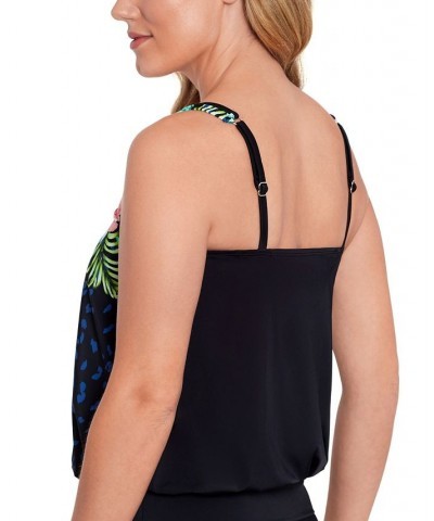 Women's Shirred Neck Blouson Underwire Tankini Wildflower $44.88 Swimsuits