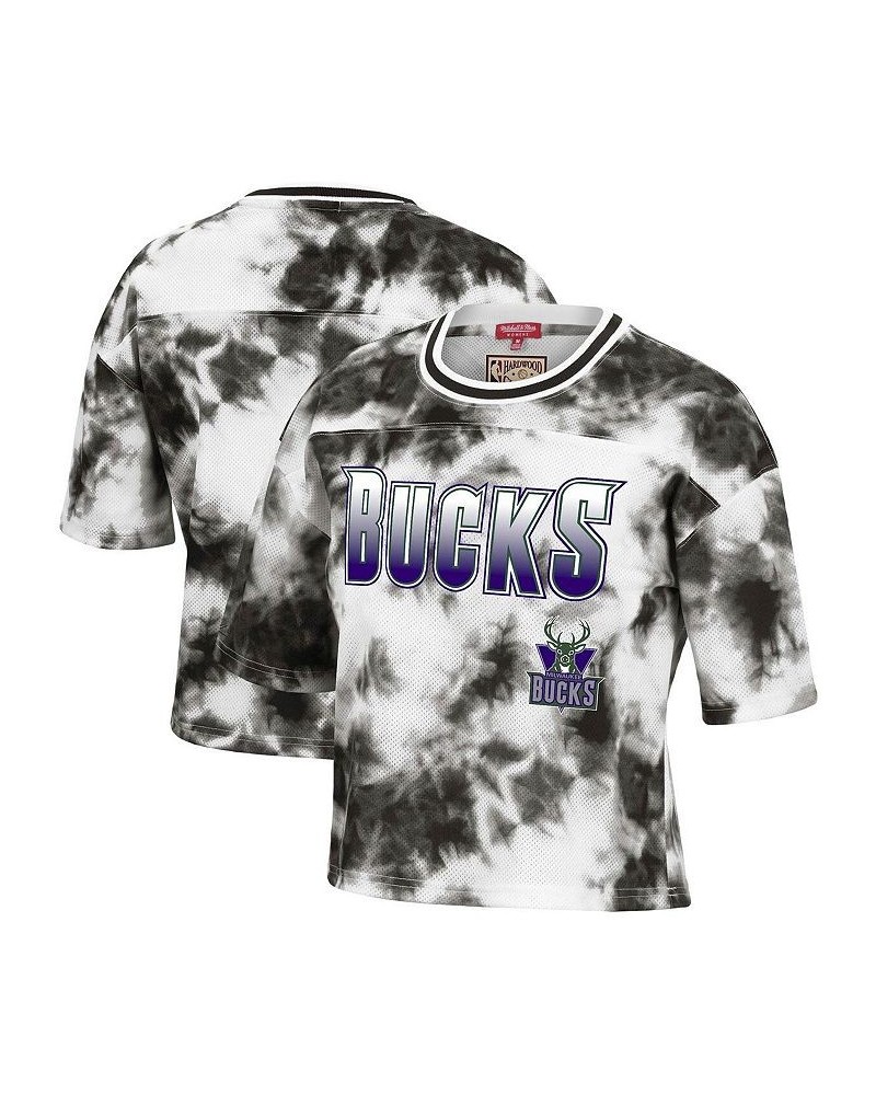 Women's Black and White Milwaukee Bucks Hardwood Classics Tie-Dye Cropped T-shirt Black, White $43.19 Tops