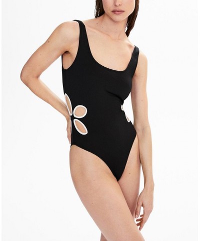 Women's Cut-Out Detail Swimsuit Black $36.00 Swimsuits