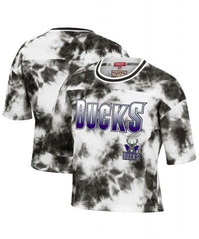 Women's Black and White Milwaukee Bucks Hardwood Classics Tie-Dye Cropped T-shirt Black, White $43.19 Tops