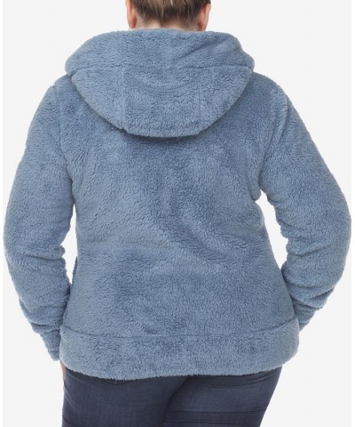 Plus Size Hooded Sherpa Jacket Blue $42.12 Jackets