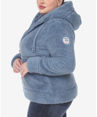 Plus Size Hooded Sherpa Jacket Blue $42.12 Jackets