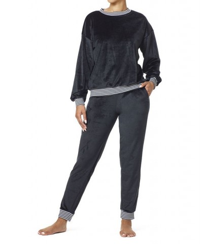 Women's Wearever You're Velour Pajama Set Black $20.58 Sleepwear