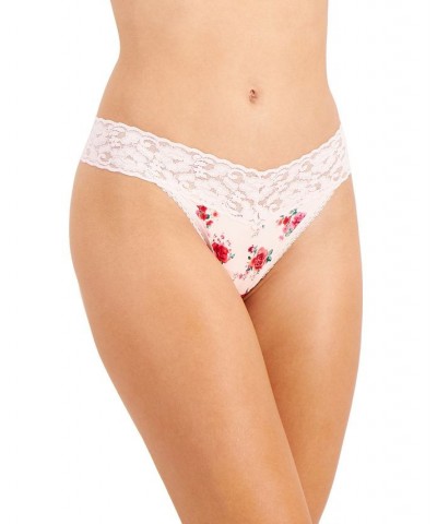 Women's Lace-Trim Thong Underwear V Day Floral P $7.56 Panty