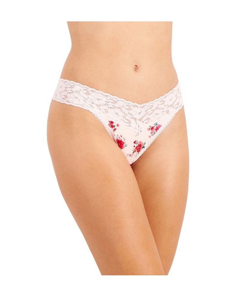 Women's Lace-Trim Thong Underwear V Day Floral P $7.56 Panty