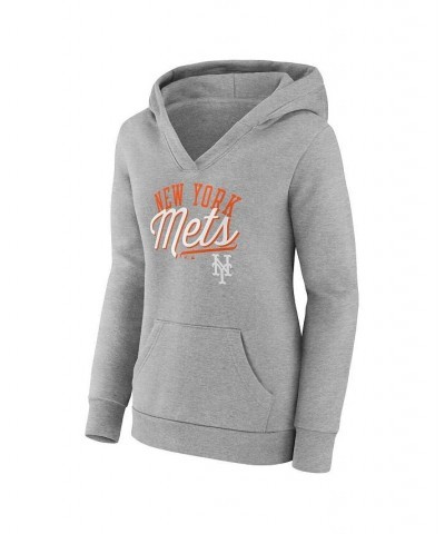 Women's Branded Heather Gray New York Mets Simplicity Crossover V-Neck Pullover Hoodie Heather Gray $41.24 Sweatshirts