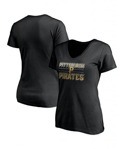 Women's Branded Black Pittsburgh Pirates Compulsion to Win V-Neck T-shirt Black $18.80 Tops